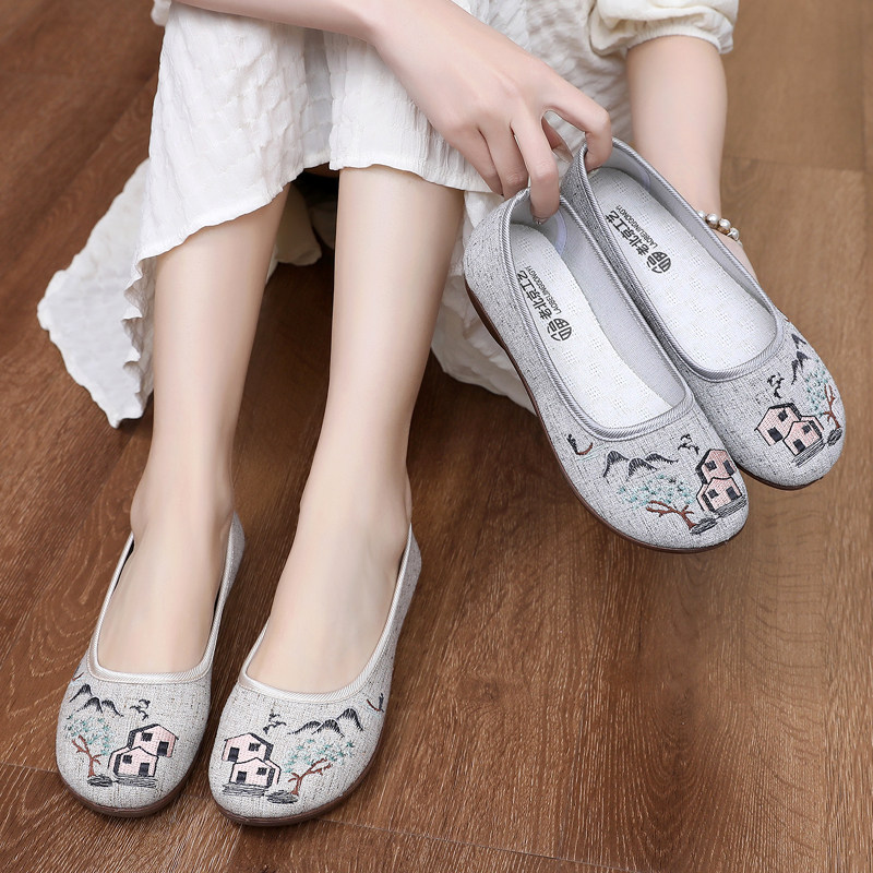 民族风绣花汉服鞋平底女单鞋