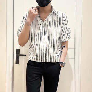 社会小伙店主风无头英伦2025夏天新款男士短袖衬衫 A260-P58 控78图片
