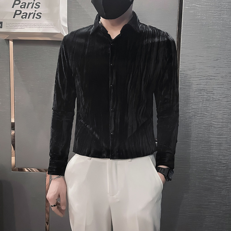 韩绒男士衬衫长袖春季2025新款高级感垂坠感寸衫HF306-特P60,男装衬衫,电商B372
