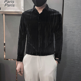 韩绒男士衬衫长袖春季2025新款高级感垂坠感寸衫HF306-特P60，男装衬衫，电商B372