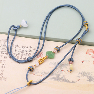 百搭莲蓬挂绳手工编织绿如意挂脖项链绳DIY翡翠玉石平安扣吊坠绳