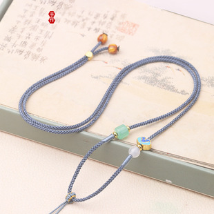 简约吊坠绳手工编织祥云项链绳翡翠玛瑙挂坠绳黄金蜜蜡可调挂脖绳