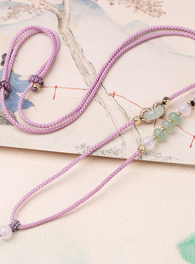 高档项链绳子手工平安扣编绳翡翠玉坠黄金和田玉蜜蜡算盘珠挂脖绳