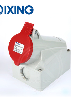 三相4孔32A工业防水插座QX1425 启星科技明装插座3P+E IP44 380V
