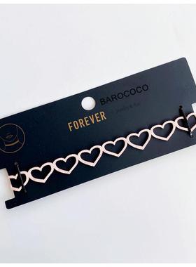 【特】雅致又俏皮的雾粉色镂空心形爱心颈链女锁骨短款项链裸链