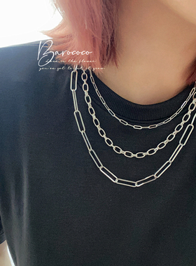 34美刀出口单简约多层叠戴短项链