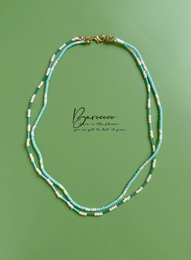 简约秀气陶瓷串珠双层叠戴项链