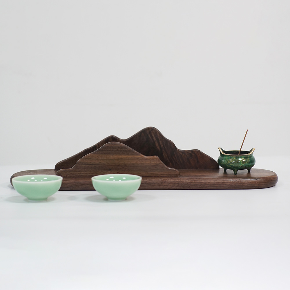 新中式黑胡桃木摆件茶室收纳摆件
