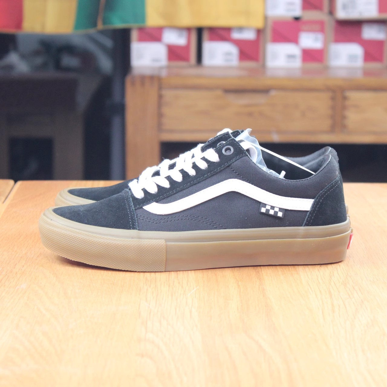 首尔的米家VANS 男鞋OLD SKOOL黑翻皮帆布生胶底休闲滑板鞋运动鞋