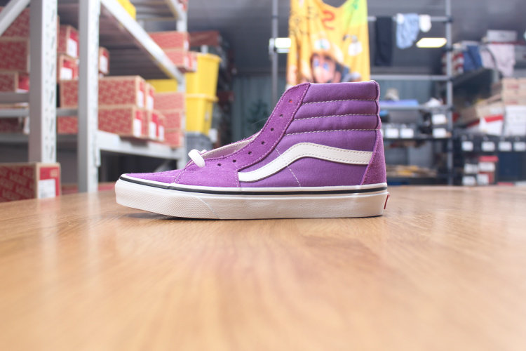 首尔的米家vans女款sk8 hi紫色高帮翻皮帆布休闲板鞋vn0a4bv68zp