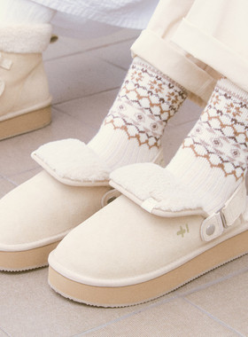 首尔的米家OTZShoes 女鞋UMU联名卡其松糕休保暖棉凉鞋棉拖鞋