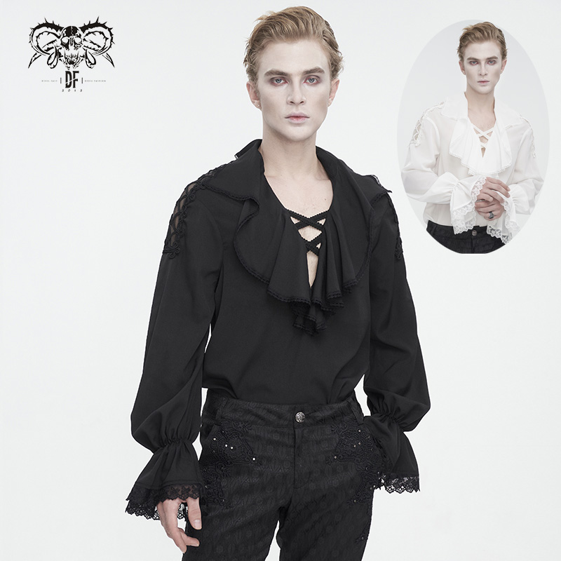 复古休闲哥特V领雪纺衬衫