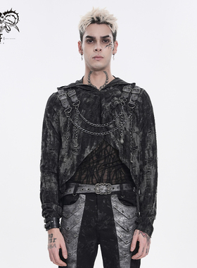 小破亚文化 devil fashion恶魔时尚男装 颓废末日沙丘朋克连帽T恤