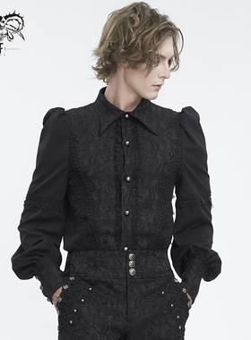 小破亚文化 devil fashion恶魔时尚男装复古宫廷哥特灯笼袖花衬衫