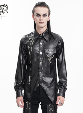 小破亚文化 DEVIL FASHION 恶魔时尚男装 压胶乱纹朋克燕尾款衬衫
