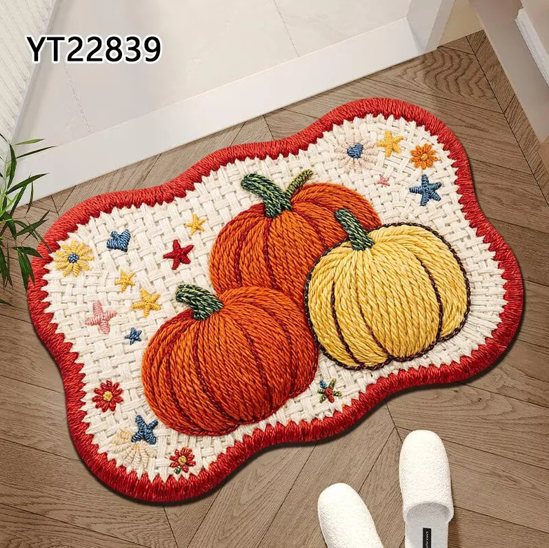 卡通可爱5D毛线风地垫卫生间浴室吸水速干垫大门口厨房玄关脚垫子