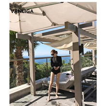 拉链连体泳衣度假浮潜冲浪潜水温泉泳衣游泳衣女 2019新款 黑色长袖