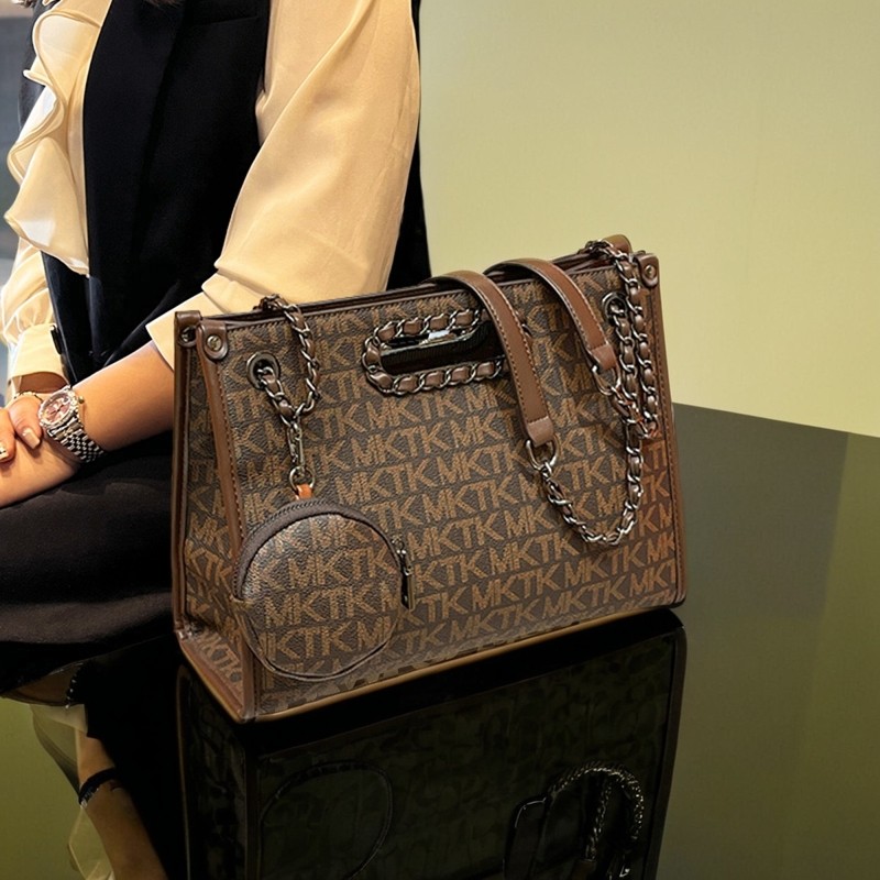 MKTK品牌包包女新款真皮时尚大容量硬底立体托特包手提单肩斜挎包