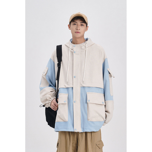 日系无影墙麂皮绒撞色24春装新款男装大码夹克外套 YY818 P95,男装夹克,电商A031-1