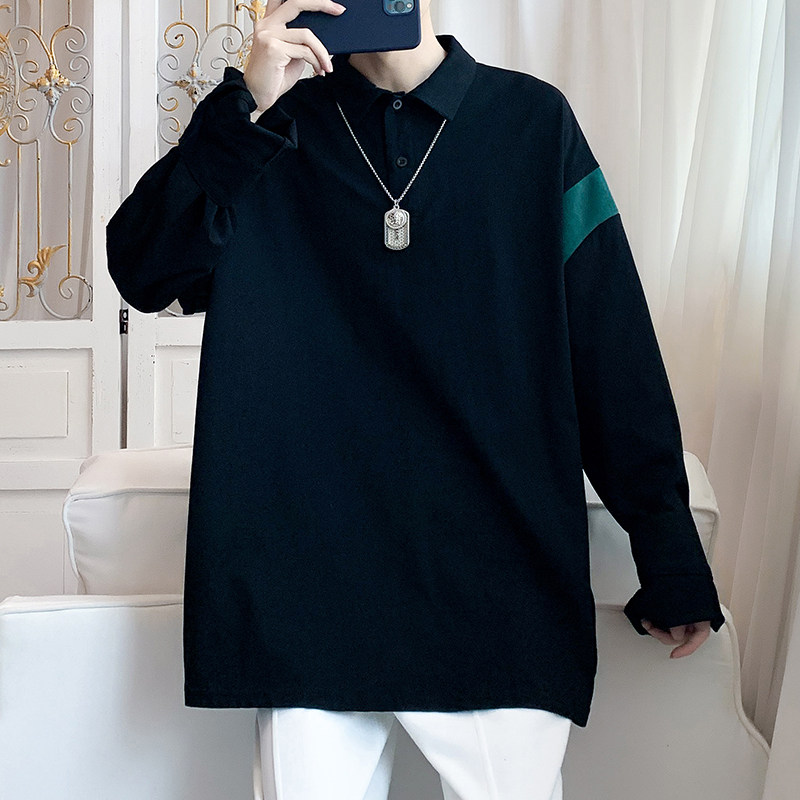 22秋装新款男装宽松卡通拼接男士长袖T恤POLO衫YY807P55，男装T恤，电商A031-1