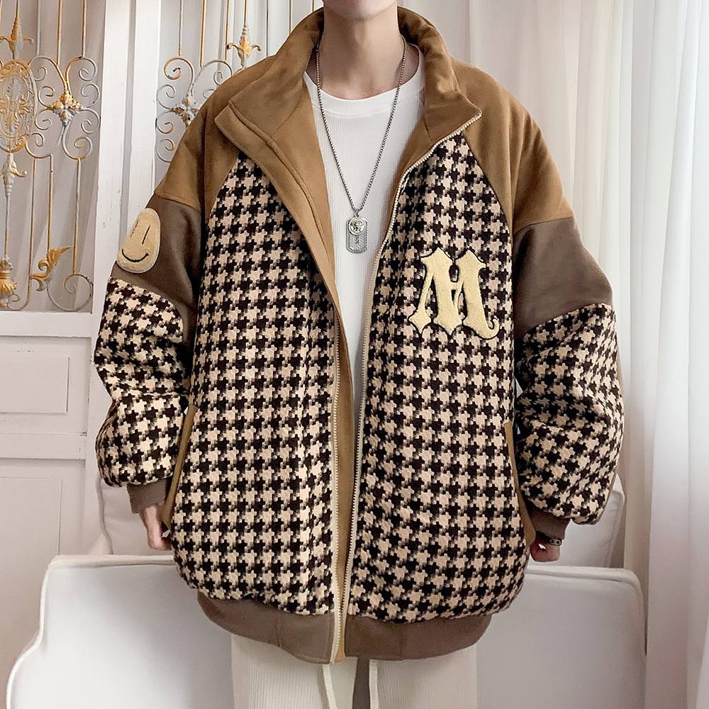 重工小香风拼接麂皮绒内里加棉棒球服立领棉衣外套PJ23486P120,男装棉衣,电商A031-1