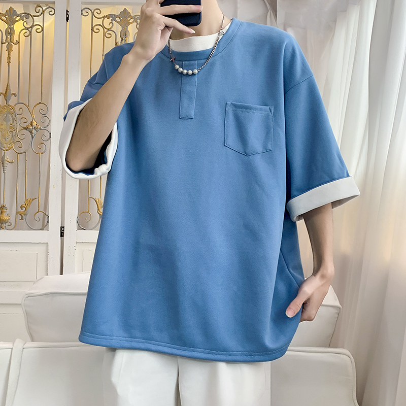 24夏装新款男装宽松双领男士短袖T恤DY633P35，男装T恤，电商A031-1