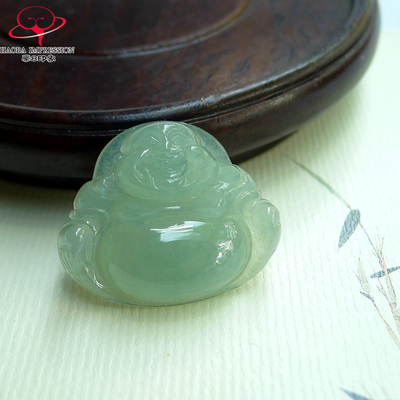 豪8印象手镯之家Z26020Z443翡翠笑佛吊坠冰糯种晴水绿玉佛公挂件