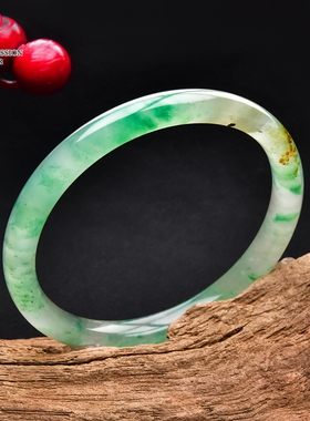 豪8印象翡王妃F125008F119非洲翠手镯圈口53.7mm冰种绿飘花玉手镯