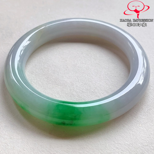 豪8印象V26480V2316翡翠圆条手镯圈口54.3天然冰糯种阳绿缅甸玉镯