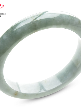 豪8印象手镯之家S225018Y530翡翠手镯圈口54.2mm天然白底淡绿玉镯