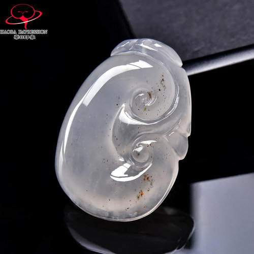 豪8印象翡王妃F25002F225非洲翠如意吊坠天然冰种冰白玉如意挂件