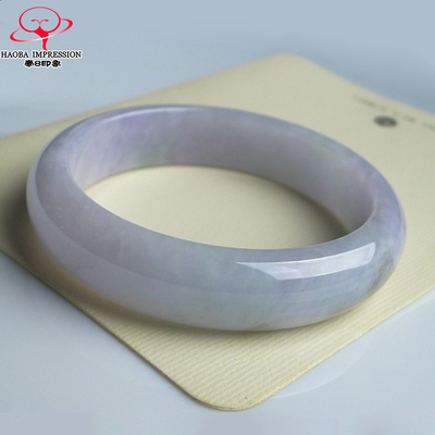 豪8印象L26100L152翡翠手镯圈口59.0mm天然冰糯种紫罗兰淡绿玉镯