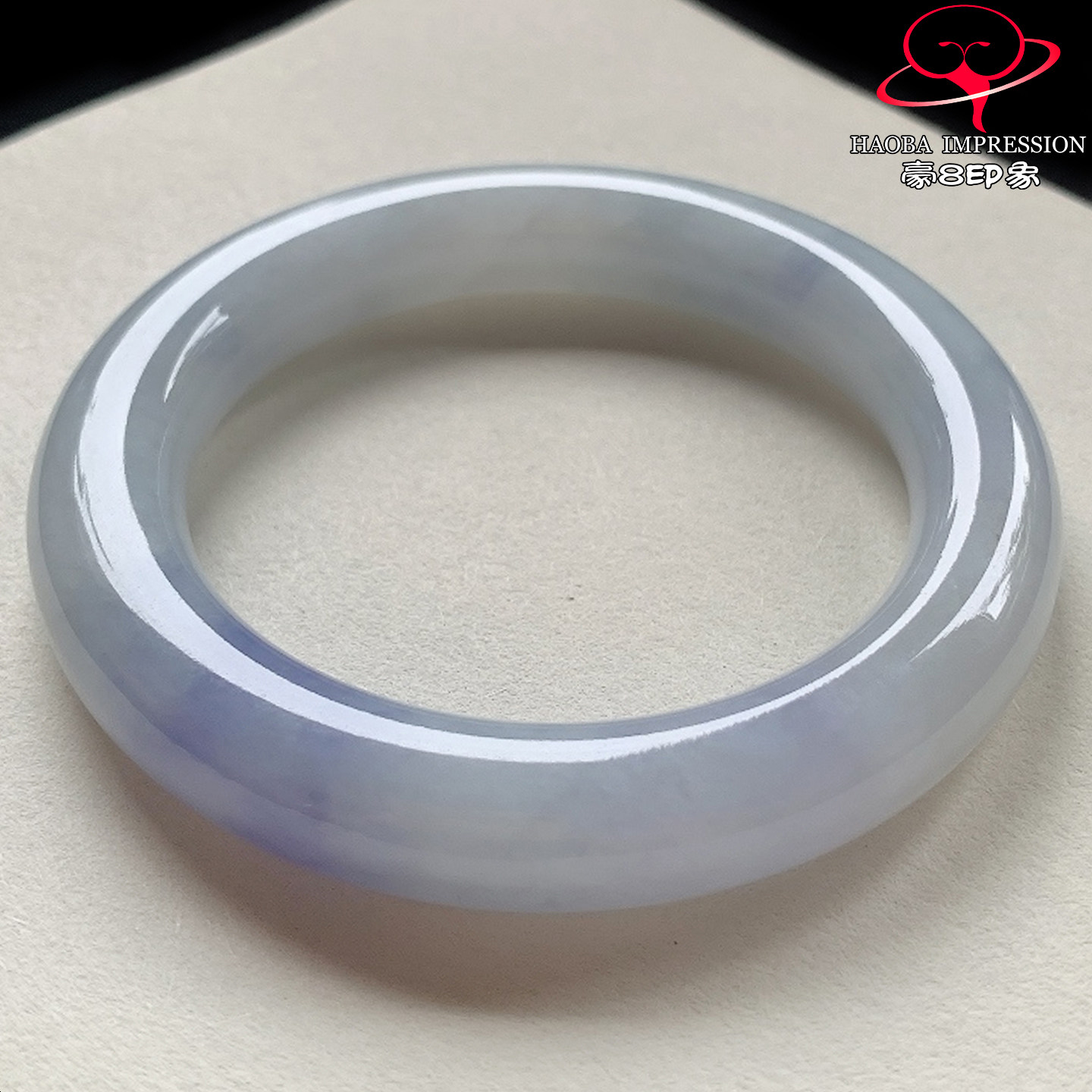 豪8印象V26660V1881翡翠圆条手镯圈口56.8天然冰糯种蓝紫缅甸玉镯