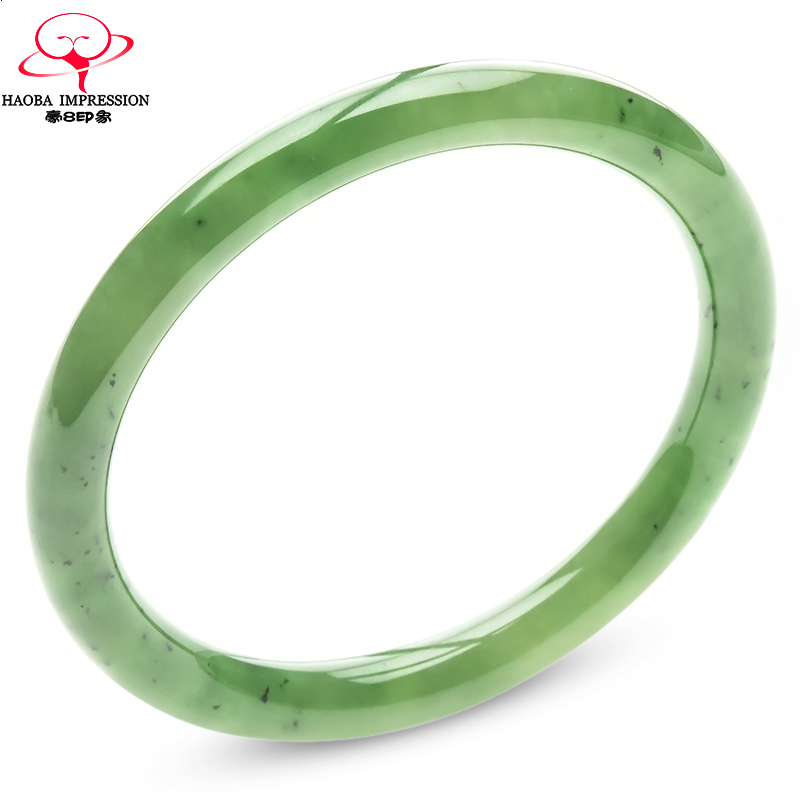 豪8印象·手镯之家T1-262和田碧玉手镯圈口55.0mm菠菜绿圆条玉镯