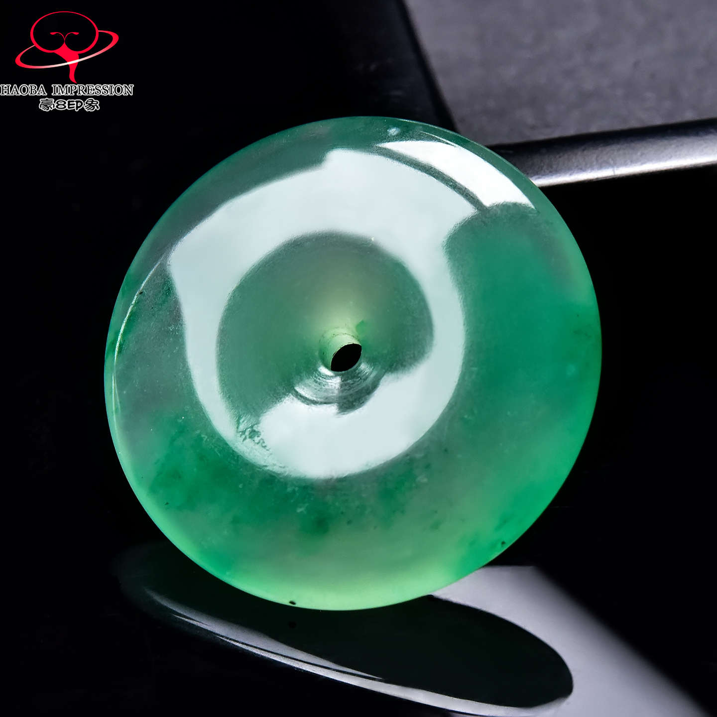 豪8印象翡王妃F25012F174非洲翠平安扣吊坠冰种绿飘花玉古环挂件