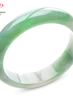 豪8印象V26180V174翡翠手镯圈口57.5mm天然冰糯种白底带绿玉镯子