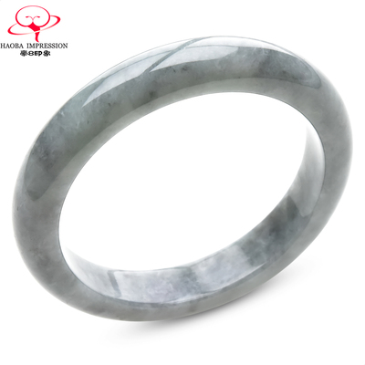 豪8印象P26010P552翡翠手镯圈口57.0mm冰糯种天然缅甸淡乌鸡玉镯