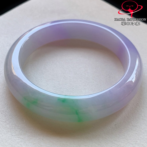 豪8印象V26800V1844翡翠手镯圈口56.6冰糯种春彩紫罗兰阳绿玉镯