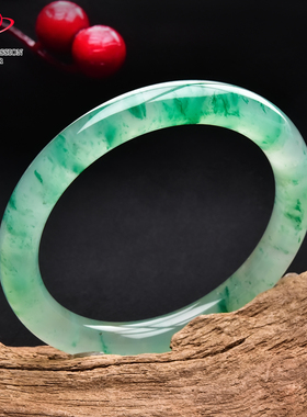 豪8印象翡王妃F825080F123非洲翠手镯圈口53.4mm冰种绿飘花玉手镯