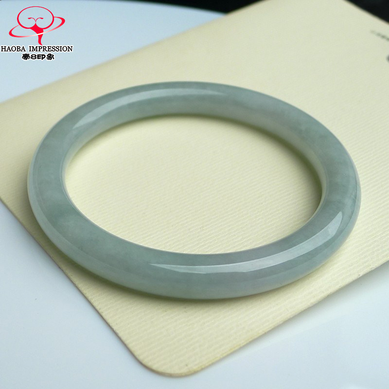 豪8印象L26090L188翡翠圆条手镯圈口55.8mm天然冰糯种淡绿玉镯子