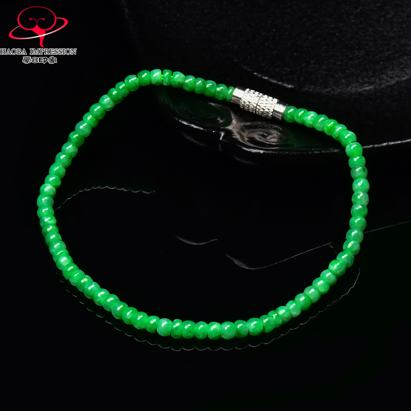 豪8印象手镯之家M25040M473翡翠手链天然缅甸a货阳绿玉手串珠链