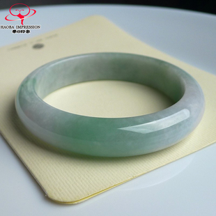 豪8印象L26100L170翡翠手镯圈口55.3mm冰糯种淡紫带绿春彩玉镯