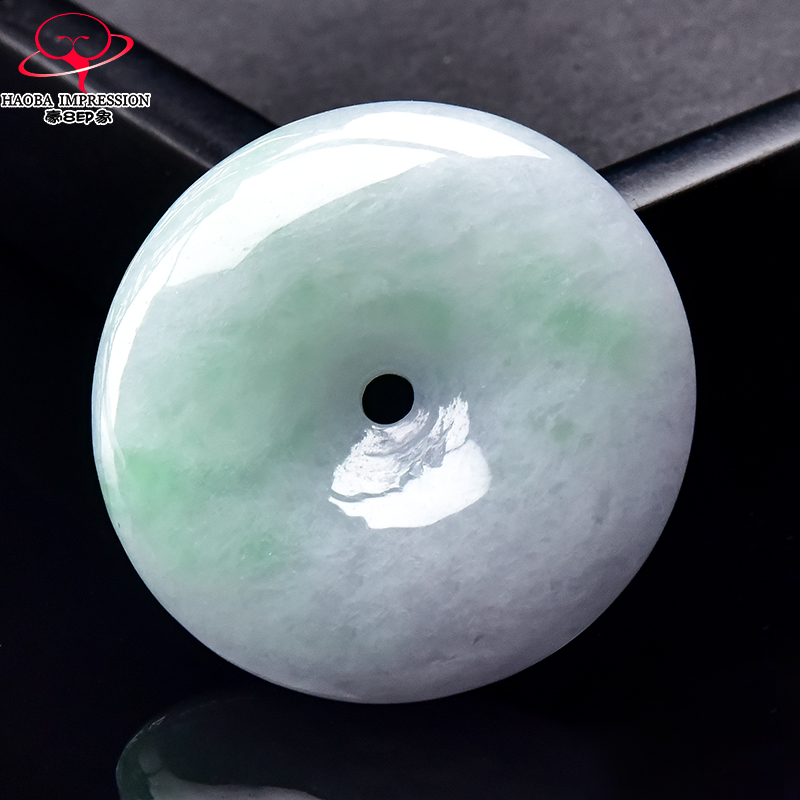 豪8印象·手镯之家H691翡翠平安扣吊坠天然淡紫淡绿玉古环挂件