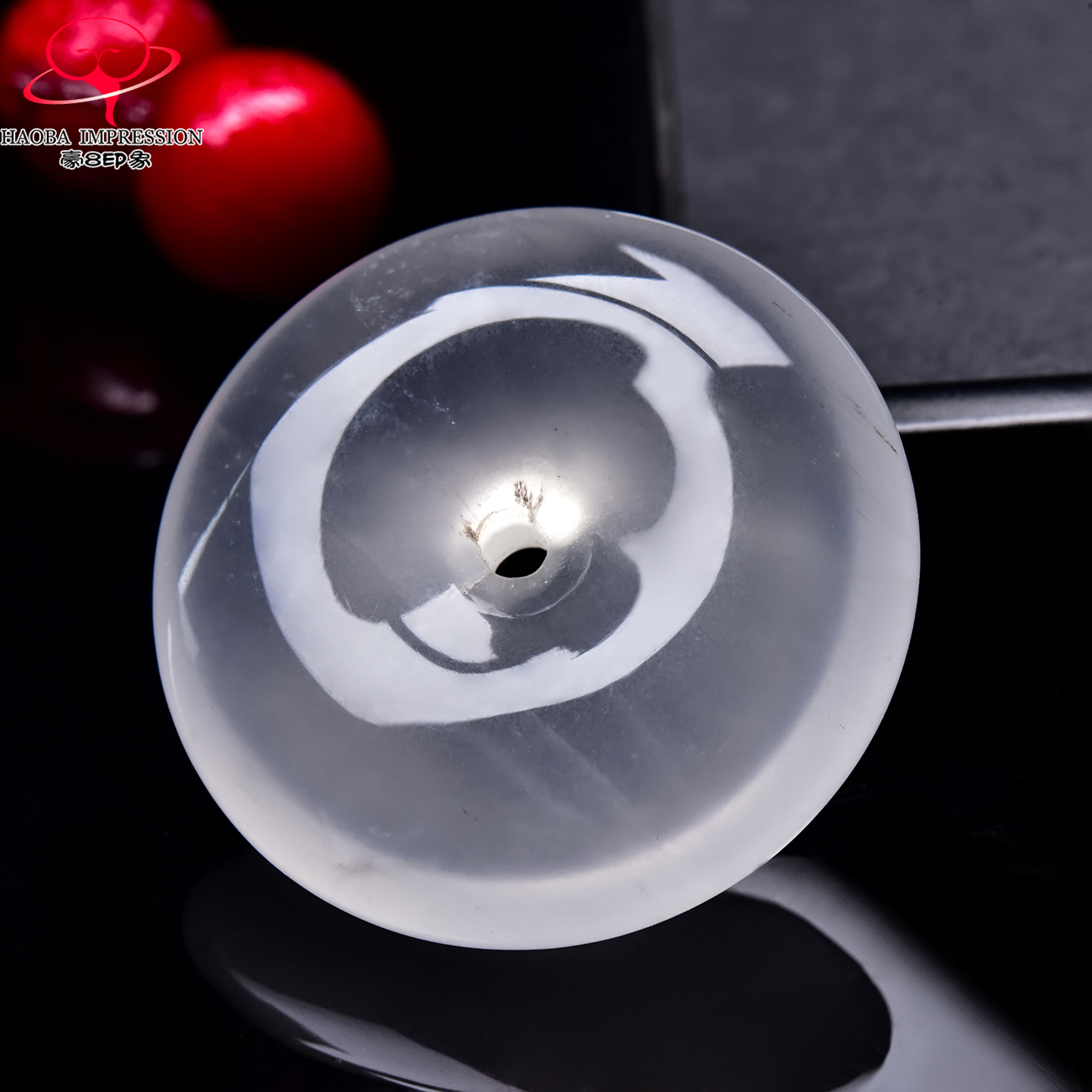 豪8印象翡王妃F25009F200非洲翠平安扣吊坠天然极光白平安环挂件