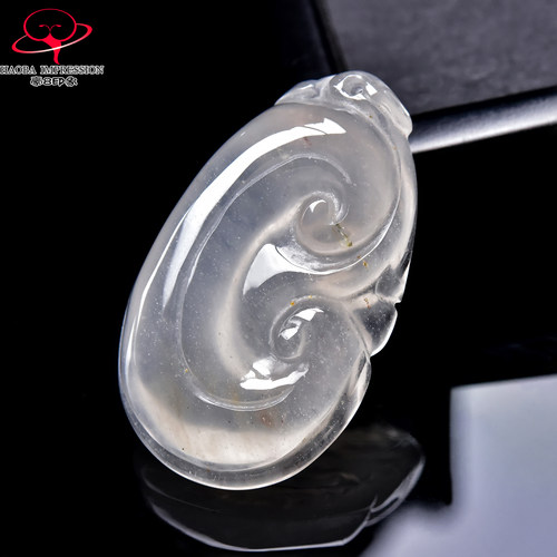 豪8印象翡王妃F25002F246非洲翠如意吊坠天然冰种冰白玉如意挂件