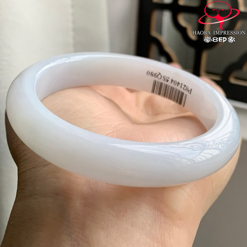 豪8印象W26128W627天然A货翡翠圈口53.7冰种淡粉紫温润正圈玉手镯