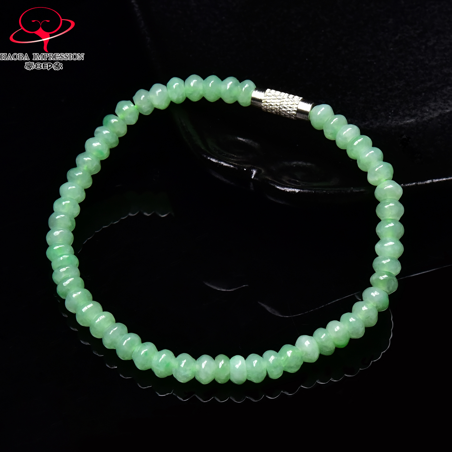 豪8印象手镯之家M25018M481翡翠手链天然缅甸a货甜绿玉手串珠链