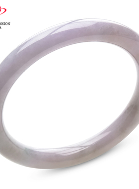 豪8印象P26018P467翡翠圆条手镯圈口55.0mm冰糯种淡粉紫缅甸玉镯