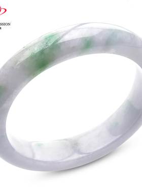 豪8印象P26018P457翡翠贵妃手镯圈口52.0mm冰糯种粉紫飘绿花玉镯