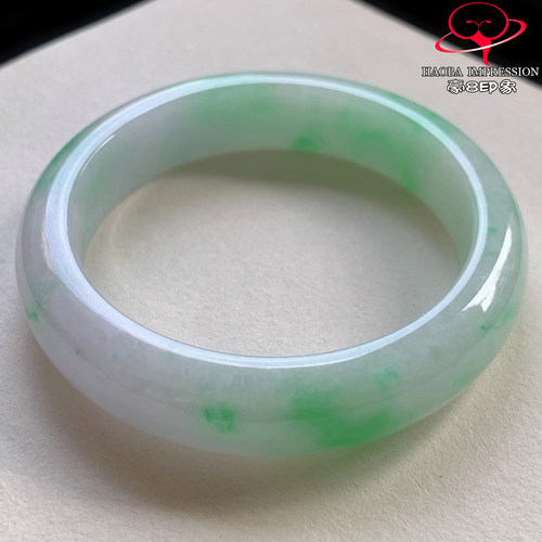 豪8印象V26800V1842翡翠手镯圈口56.6天然冰糯种阳绿缅甸玉手镯